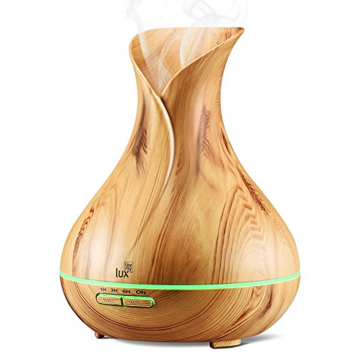 Aroma Diffuser Likemylux 400ml Ultraschall Öl Diffusor LED mit 7 Licht Farben Duftzerstäuber Duftlampe Humidifier Aromatherapie Luftbefeuchter Holzmaserung Dunkel Yoga Salon Wohn-Kinderzimmer von Likemylux