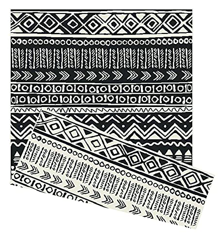 Likewise Matting Wendeteppich für drinnen und draußen, 230 x 160 cm, Tribal-Design, Schwarz von Bruce Starke