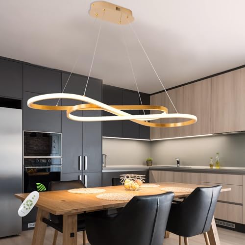 Goldener LED Kronleuchter für Die Beleuchtung Einer Kücheninsel, Dimmbarer Moderner Esszimmer Kronleuchter, 100cm Lange Moderne LED Pendelleuchte, Gebürstete Goldene Esszimmerleuchte über Dem Tisch Goldener LED Kronleuchter für Die Beleuchtung Einer Kücheninsel, Dimmbarer Moderner Esszimmer Kronleuchter, 100cm Lange Moderne LED Pendelleuchte, Gebürstete Goldene Esszimmerleuchte über Dem Tisch von Likflyer