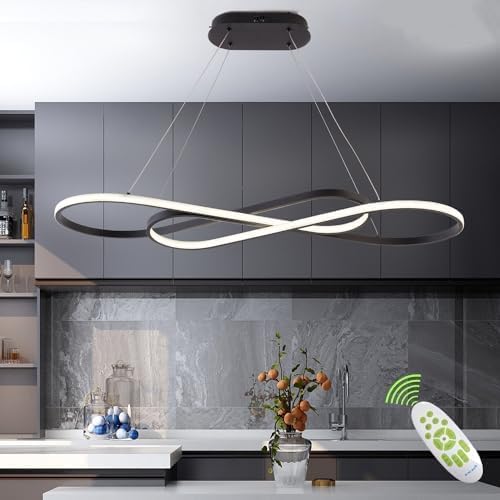 LED Pendelleuchte, Moderner Kronleuchter, Dimmbarer schwarzer LED Kronleuchter für Esszimmer, Leuchte über Dem Tisch, Moderne Kücheninselbeleuchtung mit Fernbedienung, Höhenverstellbare Deckenlampen LED Pendelleuchte, Moderner Kronleuchter, Dimmbarer schwarzer LED Kronleuchter für Esszimmer, Leuchte über Dem Tisch, Moderne Kücheninselbeleuchtung mit Fernbedienung, Höhenverstellbare Deckenlampen von Likflyer