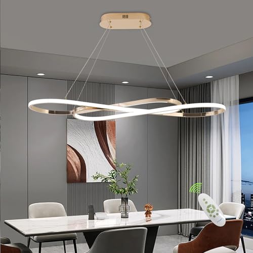 Moderne LED Pendelleuchte für Die Beleuchtung von Kücheninseln, Gold, Moderner Kronleuchter für Esszimmer, Leuchte über Dem Tisch, Höhenverstellbare Moderne Kronleuchterleuchte (Galvanisiertes Gold) von Likflyer