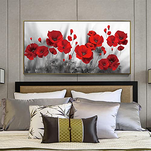 Likixin Diamond Painting Rote Blumen,DIY 5D Diamond Painting Set,Diamant Painting Bilder für Erwachsene Und Kinder Crystal Strassstein Vollbohrer Kunst Handwerk für Home Wall Décor 40x80cm 16x31in von Likixin