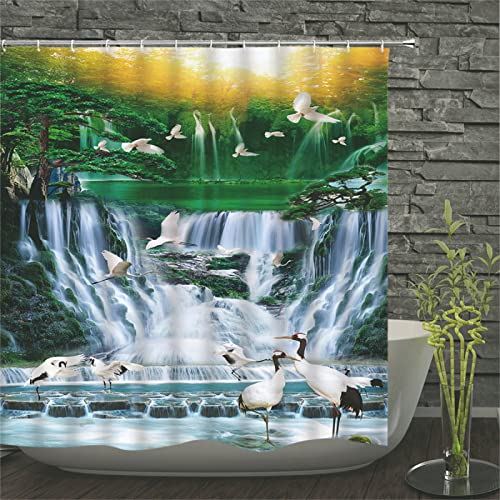 Duschvorhang 160x180cm Vogel-Wasserfall Duschrollo Anti-Schimmel, Duschvorhänge Wasserdicht, 3D Outdoor Vorhang Waschbar, Schnell Trocknend Polyester, Extra Lange Badezimmer gardinen mit 12 Haken Duschvorhang 160x180cm Vogel-Wasserfall Duschrollo Anti-Schimmel, Duschvorhänge Wasserdicht, 3D Outdoor Vorhang Waschbar, Schnell Trocknend Polyester, Extra Lange Badezimmer gardinen mit 12 Haken von Likixin