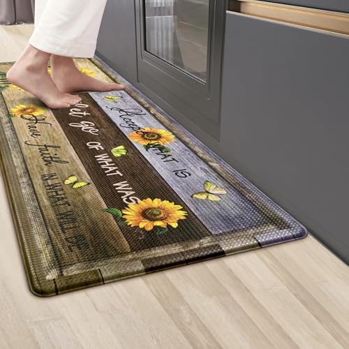 Likiyol Küchenmatten für Boden, Sonnenblumen, Küchenteppiche, Anti-Ermüdung, Bauernhaus-Blumenmuster, rutschfeste Küchenteppiche und -matten, waschbare Küchenbodenmatte für Zuhause, Spüle, 45,7 x Likiyol Küchenmatten für Boden, Sonnenblumen, Küchenteppiche, Anti-Ermüdung, Bauernhaus-Blumenmuster, rutschfeste Küchenteppiche und -matten, waschbare Küchenbodenmatte für Zuhause, Spüle, 45,7 x von Likiyol