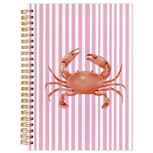 Likjad Coastal Beach Crab Spiral Notebook Journal 5.5x8.3, Ocean Beach Journals for Writing, Crab Gifts, Pink Striped Ocean Hardcover Notebooks for Note Taking Likjad Coastal Beach Crab Spiral Notebook Journal 5.5x8.3, Ocean Beach Journals for Writing, Crab Gifts, Pink Striped Ocean Hardcover Notebooks for Note Taking von Likjad