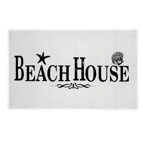 Likjad Strandhaus-Fußmatte, Strand-Fußmatten, Strand-Willkommensmatte, nautische Strandhaus-Dekoration, Fußmatte, Küstenraum-Fußmatten für den Außenbereich, 43,2 x 76,2 cm von Likjad