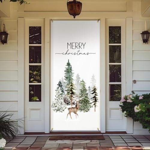 Likjad Weihnachtstürabdeckungen für Haustür, Weihnachtsbaum, Rentier, Türabdeckungen, dekorative Banner, Fotografie-Hintergrund, Hintergrund für Haustür, Veranda, Bauernhaus, Zuhause, Innen- und Likjad Weihnachtstürabdeckungen für Haustür, Weihnachtsbaum, Rentier, Türabdeckungen, dekorative Banner, Fotografie-Hintergrund, Hintergrund für Haustür, Veranda, Bauernhaus, Zuhause, Innen- und von Likjad