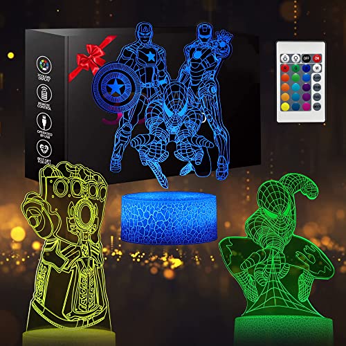 3D Anime Lampe, 3 Muster 16 ColorIllusion Lampe Touch Control Dynamisch Farbwechsel ändern Weihnachtsgeburtstagsgeschenke für Dekor für Kinderzimmer von Likohee