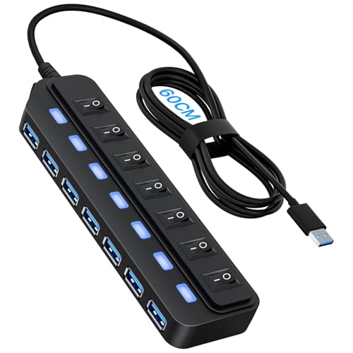 Likorlove USB 3.0 Hub mit 7 Ports, 60 cm Kabel und Einzelschaltern – Ultra-dünner USB Hub, kompatibel mit PC, MacBook Pro/Air, iMac, Surface Pro, PS4, PS5 und Laptops Likorlove USB 3.0 Hub mit 7 Ports, 60 cm Kabel und Einzelschaltern – Ultra-dünner USB Hub, kompatibel mit PC, MacBook Pro/Air, iMac, Surface Pro, PS4, PS5 und Laptops von Likorlove