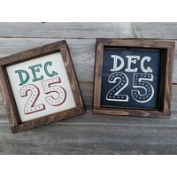 25. Dezember - Gerahmt Rustikale Holz Mini-Zeichen Weihnachten Urlaub Dekor von LilRusticSignShoppe