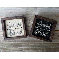 Dankbar, Gesegnet - Rustikale Holz Gerahmt Mini Zeichen von LilRusticSignShoppe