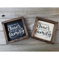Einige Nennen Es Chaos, Aber Wir Familie - Rustikale Holz Gerahmt Mini-Zeichen von LilRusticSignShoppe