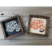 Happy Halloween - Rustikale Holz Gerahmt Mini Zeichen von LilRusticSignShoppe