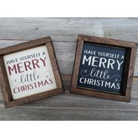 Have Yourself A Merry Christmas - Rustikales Holz Gerahmtes Minischild Weihnachtsdekoration von LilRusticSignShoppe