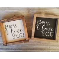 Hey, Ich Liebe Dich - Rustikale Holz Gerahmt Mini Zeichen von LilRusticSignShoppe