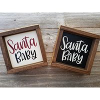 Santa Baby - Rustikale Holz Gerahmt Mini Zeichen Urlaub Weihnachtsdekor von LilRusticSignShoppe