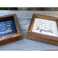 Tequila Holz Gerahmt Mini Zeichen von LilRusticSignShoppe