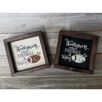 Thanksgiving Ohne Fußball Und Türkei - Urlaub Dekor Rustikale Holz Gerahmt Mini Zeichen von LilRusticSignShoppe