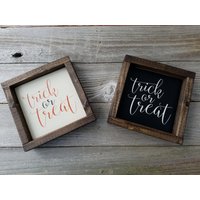 Trick Oder Behandeln - Rustikale Holz Gerahmt Mini Zeichen von LilRusticSignShoppe