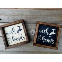 Waschen Ihre Hände-Rustikale Holz Gerahmt Mini Zeichen von LilRusticSignShoppe