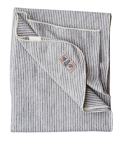 Lilano, Leichte Merino/Seide Ringel Babydecke, 70% Wolle (KBA), 30% Seide, 210Gr./m² (Grau Geringelt) von Lilano