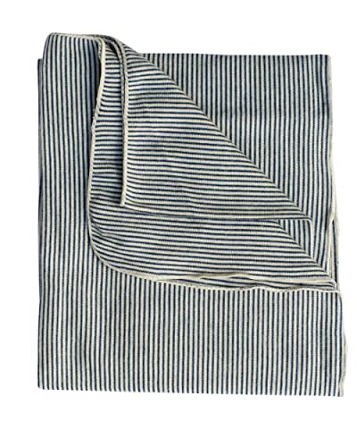 Lilano, Leichte Merino/Seide Ringel Babydecke, 70% Wolle (KBA), 30% Seide, 210Gr./m² (Marine Geringelt) von Lilano