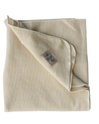 Lilano, Leichte Merino/Seide Ringel Babydecke, 70% Wolle (KBA), 30% Seide, 210Gr./m² (Sand Geringelt) von Lilano