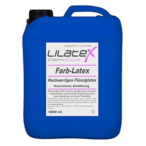 5 Liter Lilatex farbiges Flüssiglatex/Farblatex/Latexmilch - dickflüssiges Naturlatex in BLAU von Lilatex
