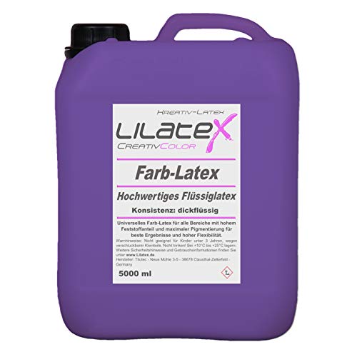 5 Liter Lilatex farbiges Flüssiglatex/Farblatex/Latexmilch - dickflüssiges Naturlatex in HELL-ROTVIOLETT von Lilatex