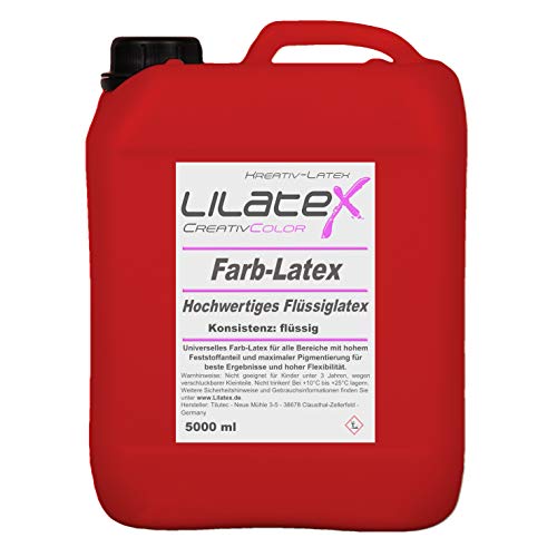 5 Liter Lilatex farbiges Flüssiglatex/Farblatex/Latexmilch - dünnflüssiges Naturlatex in HELLROT von Lilatex