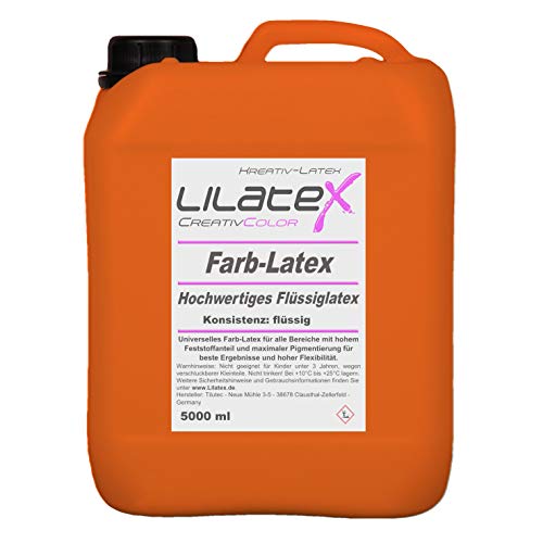 5 Liter Lilatex farbiges Flüssiglatex/Farblatex/Latexmilch - dünnflüssiges Naturlatex in ORANGE von Lilatex