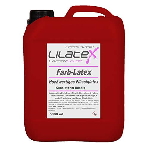 5 Liter Lilatex farbiges Flüssiglatex/Farblatex/Latexmilch - dünnflüssiges Naturlatex in ROT von Lilatex