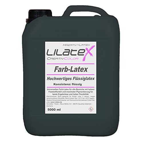 Lilatex 5 Liter farbiger Flüssiglatex/Farblatex/Latexmilch - dünnflüssiger Naturlatex in TIEF SCHWARZ von Lilatex