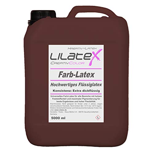 5 Liter Lilatex farbiges Flüssiglatex/Farblatex/Latexmilch - extra-dickflüssiges Naturlatex in DUNKELROT von Lilatex