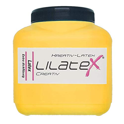 Lilatex 1 Liter extra-dickflüssiges Flüssiglatex/Farblatex/Latexmilch in Goldgelb - extra-Dickes Naturlatex von Lilatex