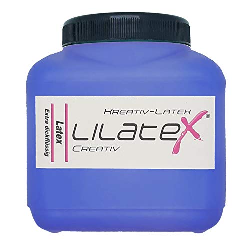 Lilatex 1 Liter extra-dickflüssiges Flüssiglatex/Farblatex/Latexmilch in Jeansblau- extra-Dickes Naturlatex von Lilatex