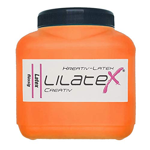 Lilatex 1 Liter farbiges Flüssiglatex/Farblatex/Latexmilch - dünnflüssiges Naturlatex (orange) von Lilatex