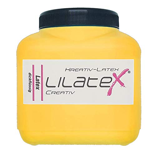 Lilatex 1 Liter goldgelber dickflüssiger Flüssiglatex/Farblatex/Latexmilch - dickflüssiger Naturlatex (Goldgelb) von Lilatex