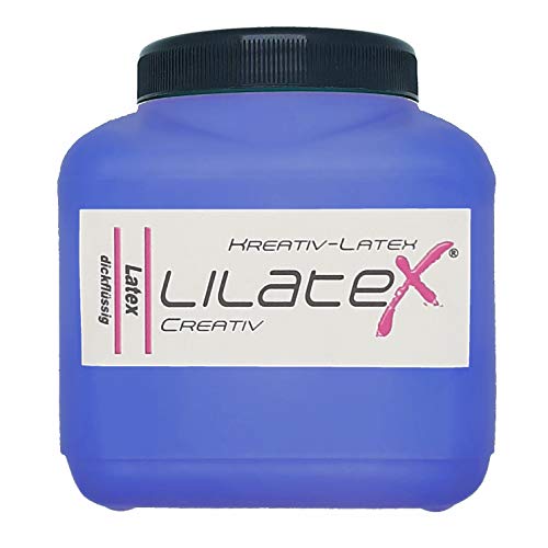 Lilatex 1 Liter jeansblauer dickflüssiger Flüssiglatex/Farblatex/Latexmilch - dickflüssiger Naturlatex (Jeansblau) von Lilatex