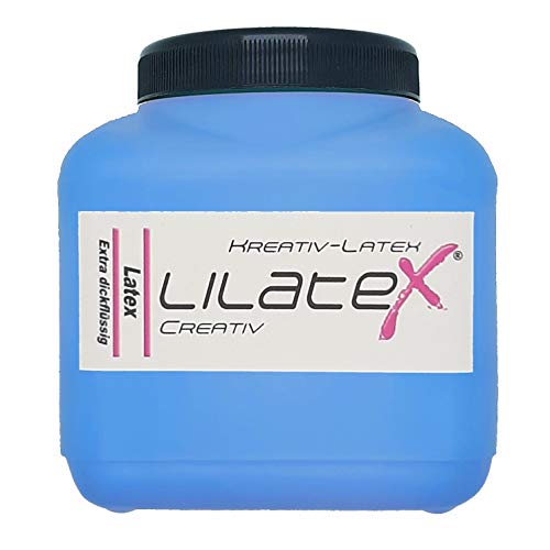 Lilatex 1 Liter farbiges extra-dickflüssiges Flüssiglatex/Farblatex/Latexmilch - extra-Dickes Naturlatex (Blau) von Lilatex