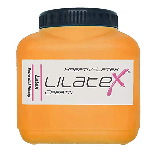Lilatex 1 Liter farbiges extra-dickflüssiges Flüssiglatex/Farblatex/Latexmilch - extra-Dickes Naturlatex (Gelborange) von Lilatex