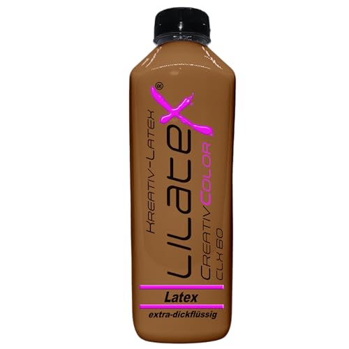 Lilatex 1 Liter farbiges extra-dickflüssiges Flüssiglatex/Farblatex/Latexmilch - extra-Dickes Naturlatex (Hellbraun) von Lilatex