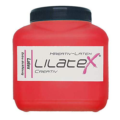 Lilatex 1 Liter farbiges extra-dickflüssiges Flüssiglatex/Farblatex/Latexmilch - extra-Dickes Naturlatex (Hellrot) von Lilatex