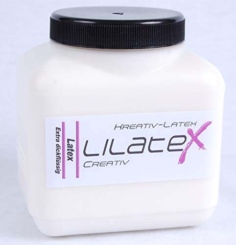 Lilatex 1 Liter farbiges extra-dickflüssiges Flüssiglatex/Farblatex/Latexmilch - extra-Dickes Naturlatex (Weiß) von Lilatex