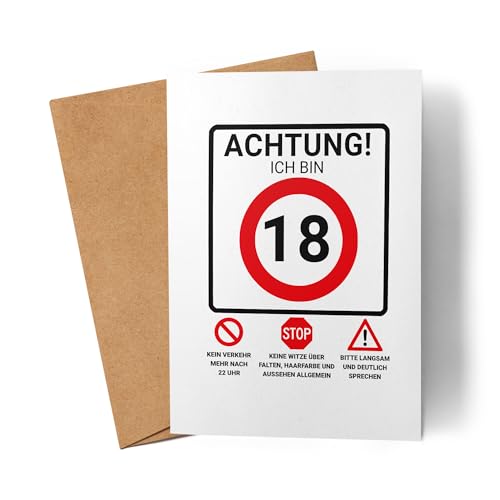 Lilavie-Design Achtung ich Bin 18 Karte Grußkarte Geschenk Geburtstag lustig Warnschild Gag Spaß witzig Teenager Party Lilavie-Design Achtung ich Bin 18 Karte Grußkarte Geschenk Geburtstag lustig Warnschild Gag Spaß witzig Teenager Party von Lilavie-Design