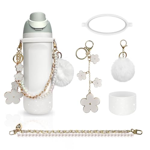 Lilbitty 5-Teiliges Wasserflaschen Zubehör Set Für Owala, Weißes Charm Set Mit Stabilem Design Und Einfachem Tragegriff, Für Outdoor Und Alltag von Lilbitty