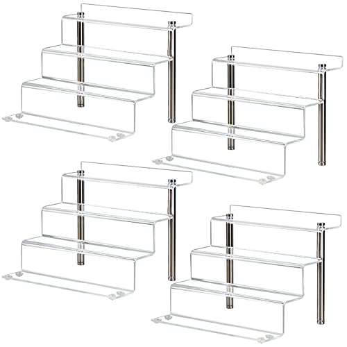 LileZbox Acryl-Display-Riser-Regal für Pops-Figuren, klarer kleiner 4-Stufen-Display-Ständer zum Präsentieren oder Sammeln, Cupcake-Dessertprodukt, 4er-Pack (23 x 21 x 17 cm) von LileZbox