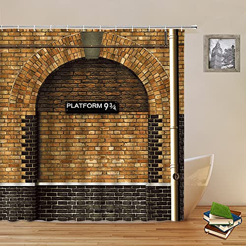 Lileihao Duschvorhänge, Landschafts-Serie, Badezimmer-Dekoration, Zubehör, 180 x 178 cm, perfekter Polyester-Vorhang Braun Schwarz von Lileihao