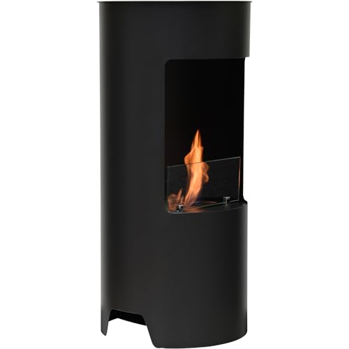 Ethanol-Kamin LUME Lili Home & Garden | 95 x 45 x 45 cm 23,5 Kg | Freistehender runder Bio-Ethanol Kamin mit 1,2L Brenner| SCHWARZ | Ethanol-Kamin Indoor und-Outdoor | Brenndauer 3 Studen von Lili Home & Garden