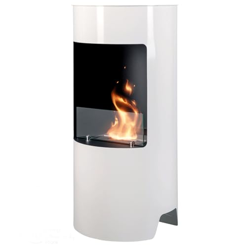 Ethanol-Kamin MOLELO Lili Home & Garden | 95 x 45 x 45 cm 23,5 Kg | Freistehender runder Bio-Ethanol Kamin mit 1,2L Brenner| WEIß | Ethanol-Kamin Indoor und-Outdoor | Brenndauer 3 Studen… von Lili Home & Garden